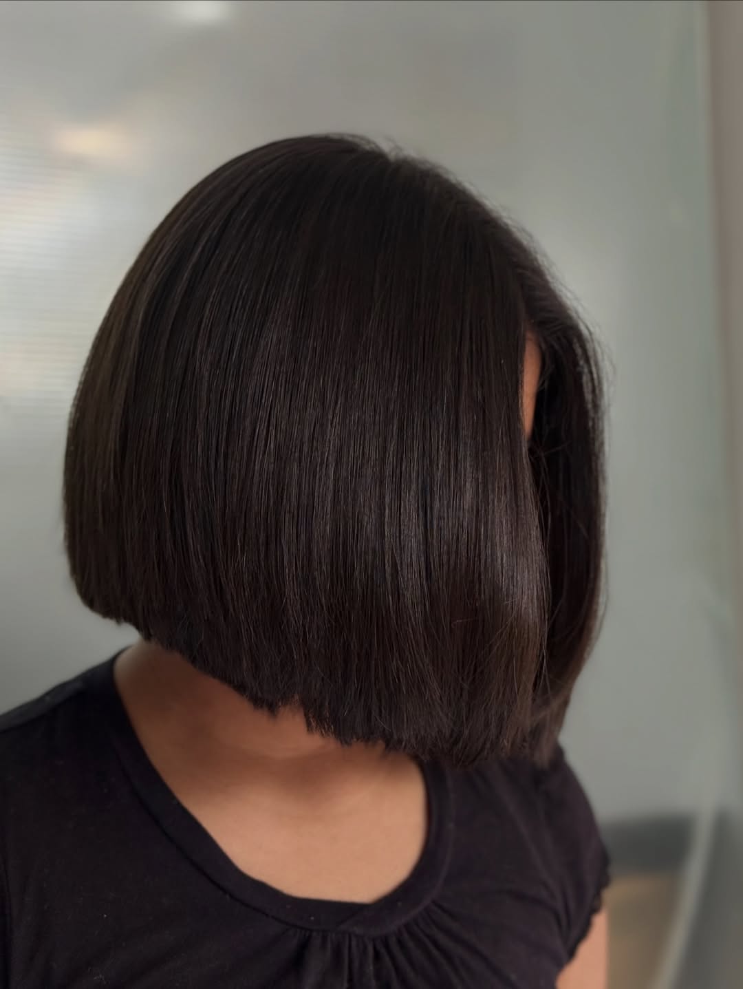 Sleek Straight Dark Brown Blunt Bob