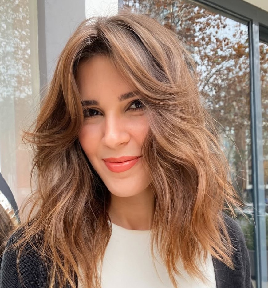 Messy Lob with Curtain Bangs