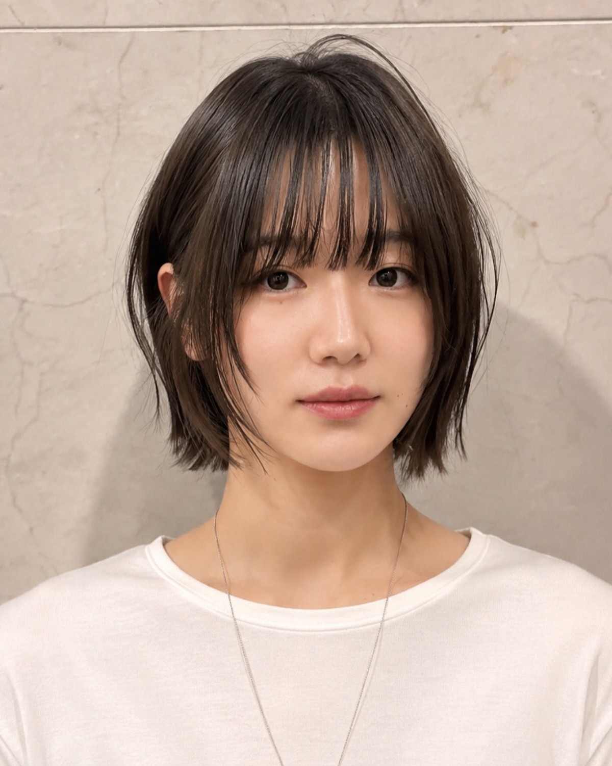 Classic Bob with Wispy Bangs for a Round Face and Straight Hair