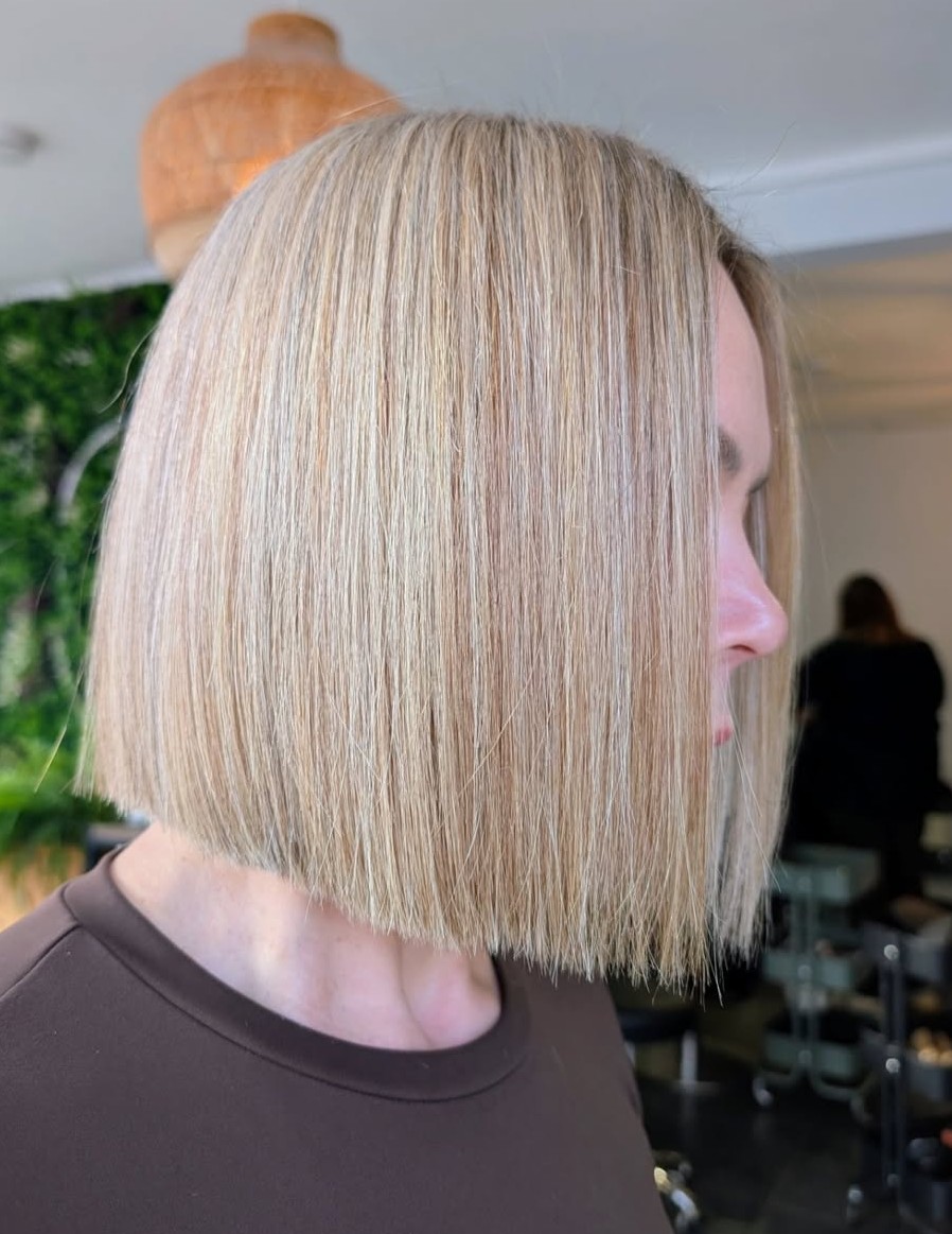 Straight Blonde Blunt Bob Haircut