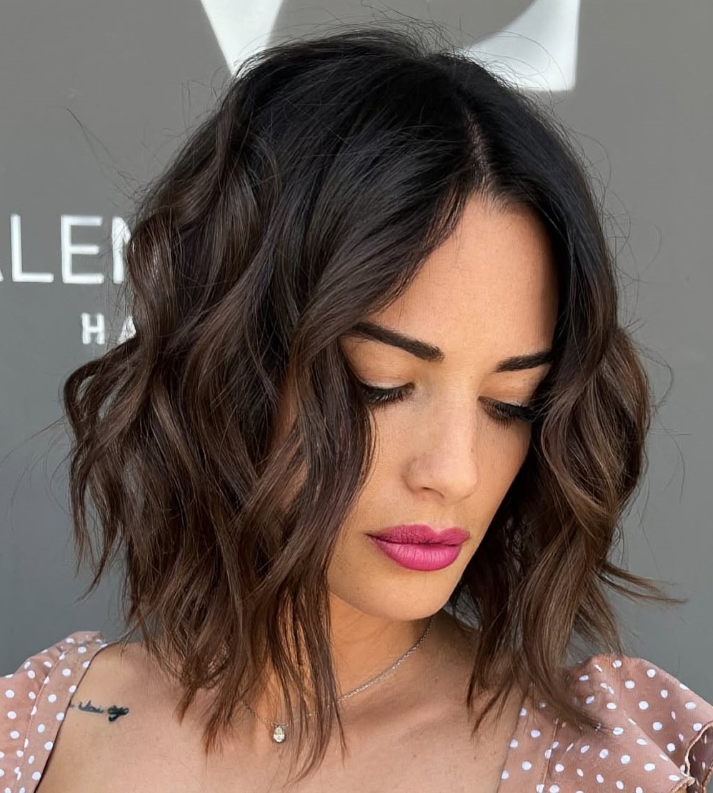 Slide-Cut Bob for Thick Wavy Hair