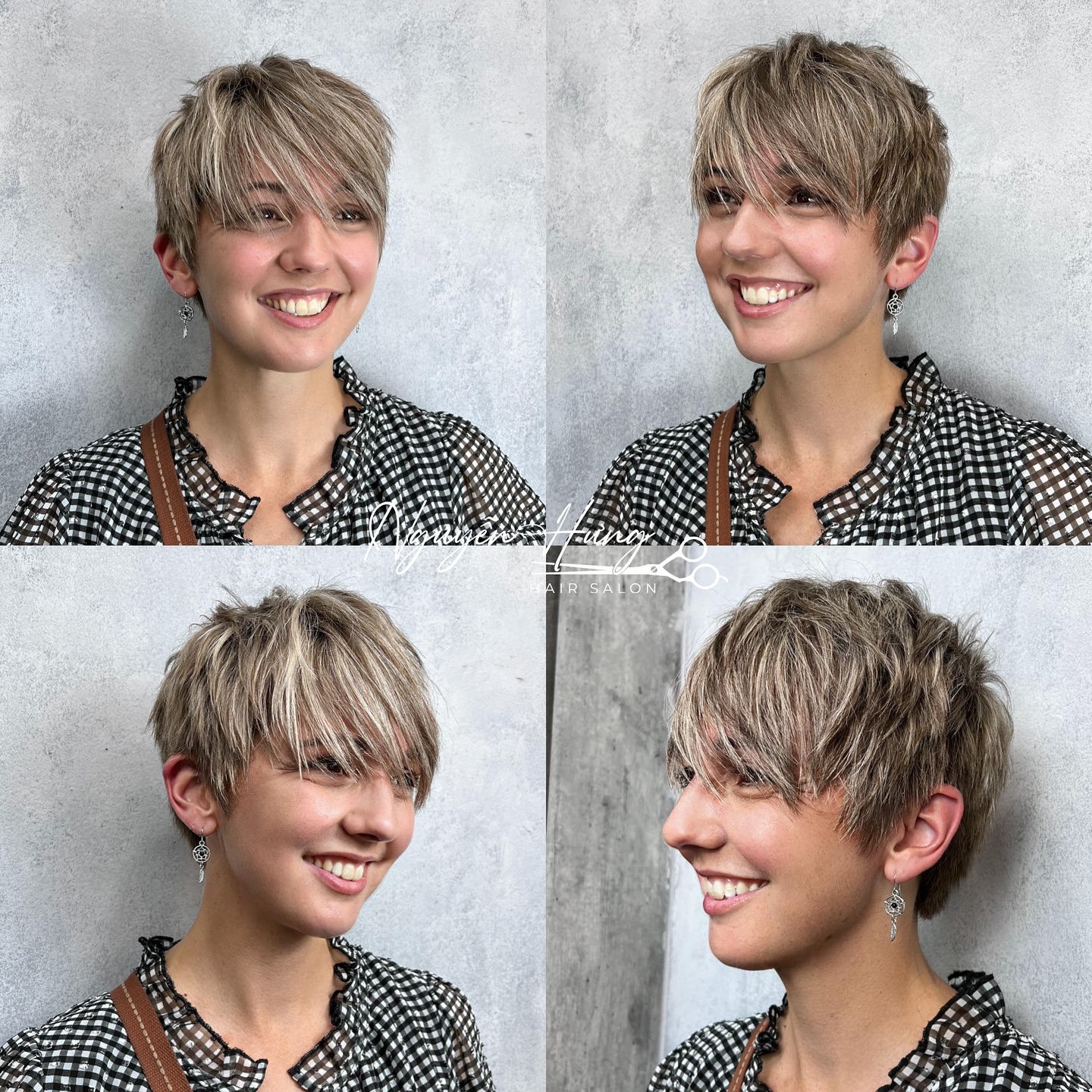 Face-Framing Highlights on a Textured Pixie