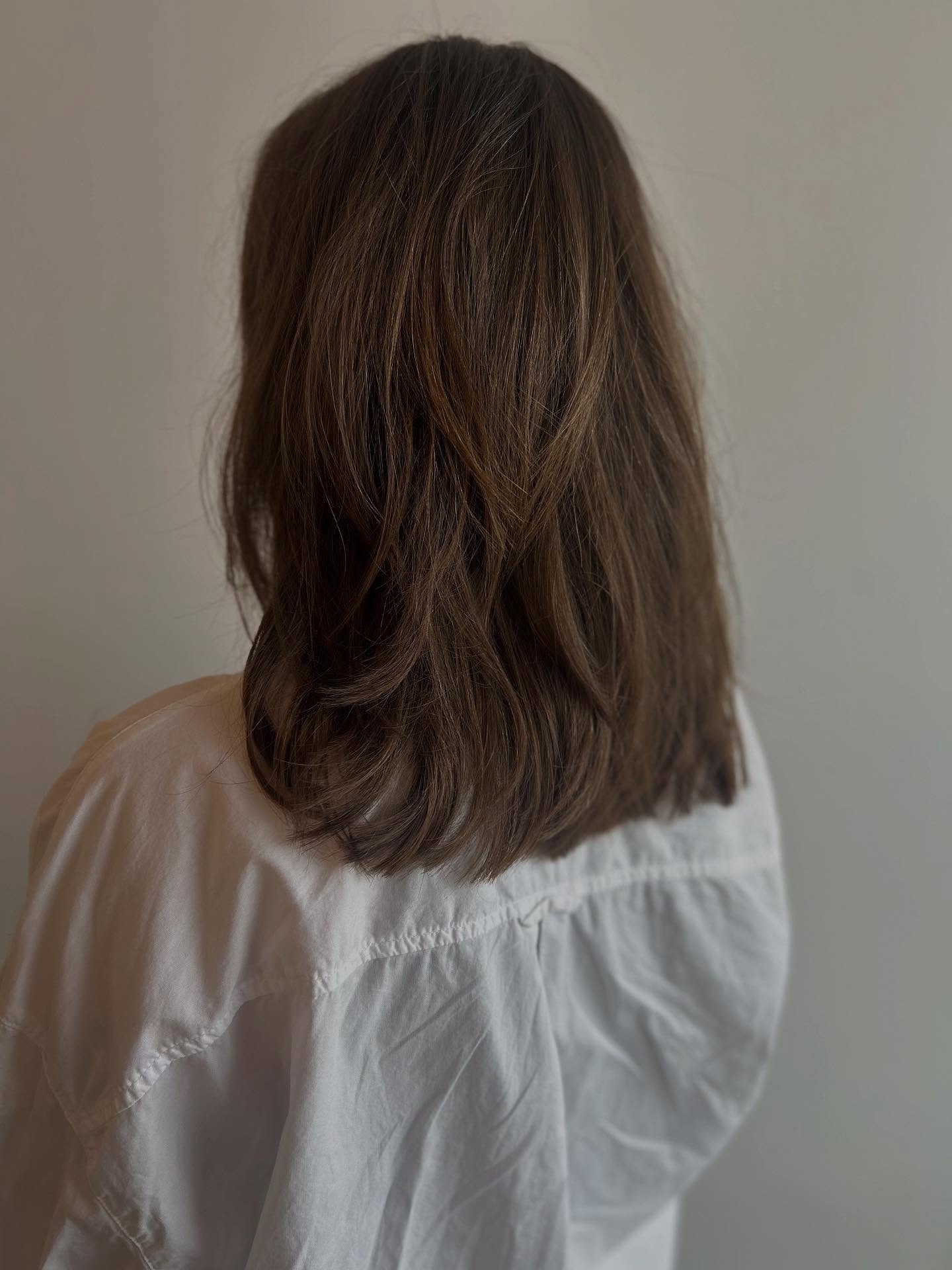 Medium Brown Hair with Soft Subtle Layers and Straight-Cut Ends View from Behind