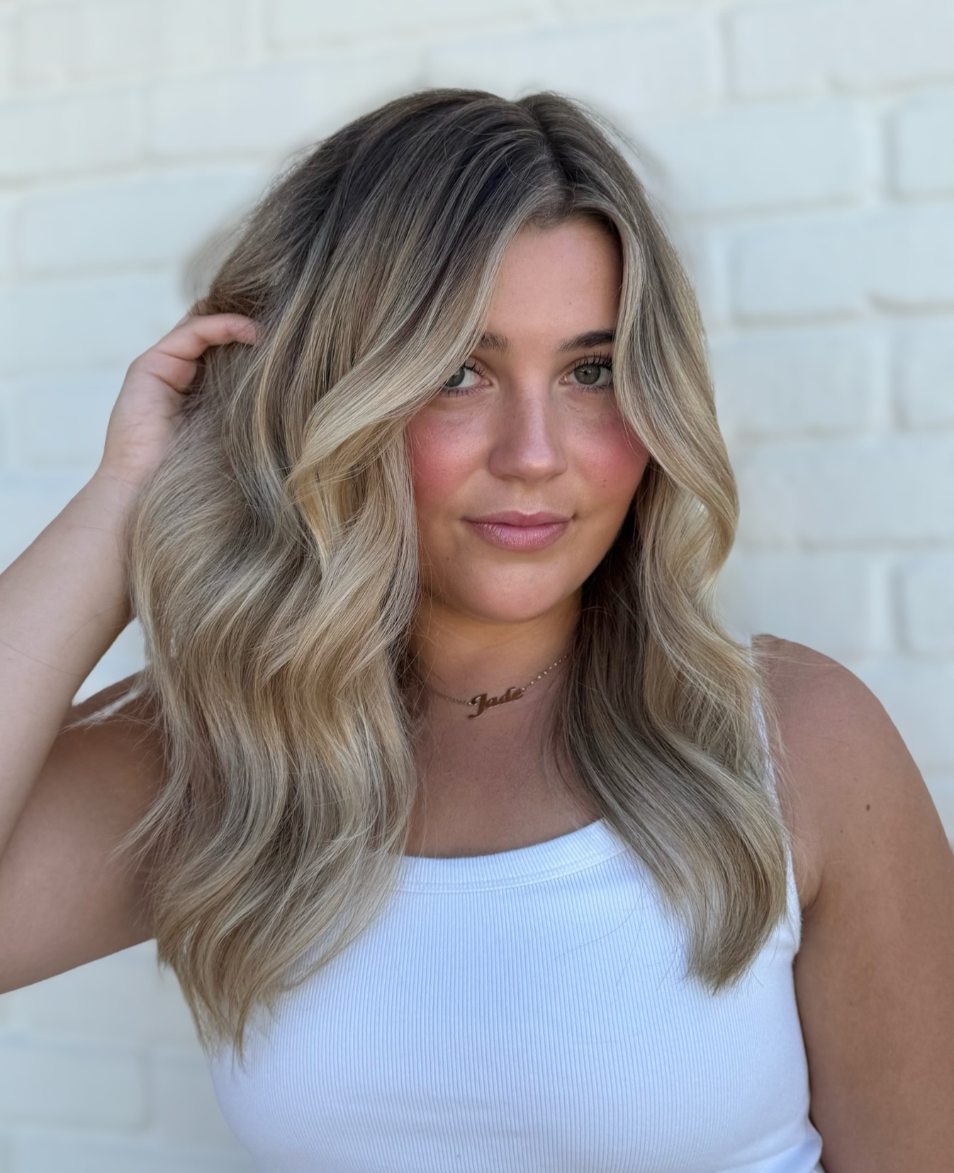 Medium Blonde Hair with a Seamlessly Blended Shadow Root to Show Your Stylist at the Consultation