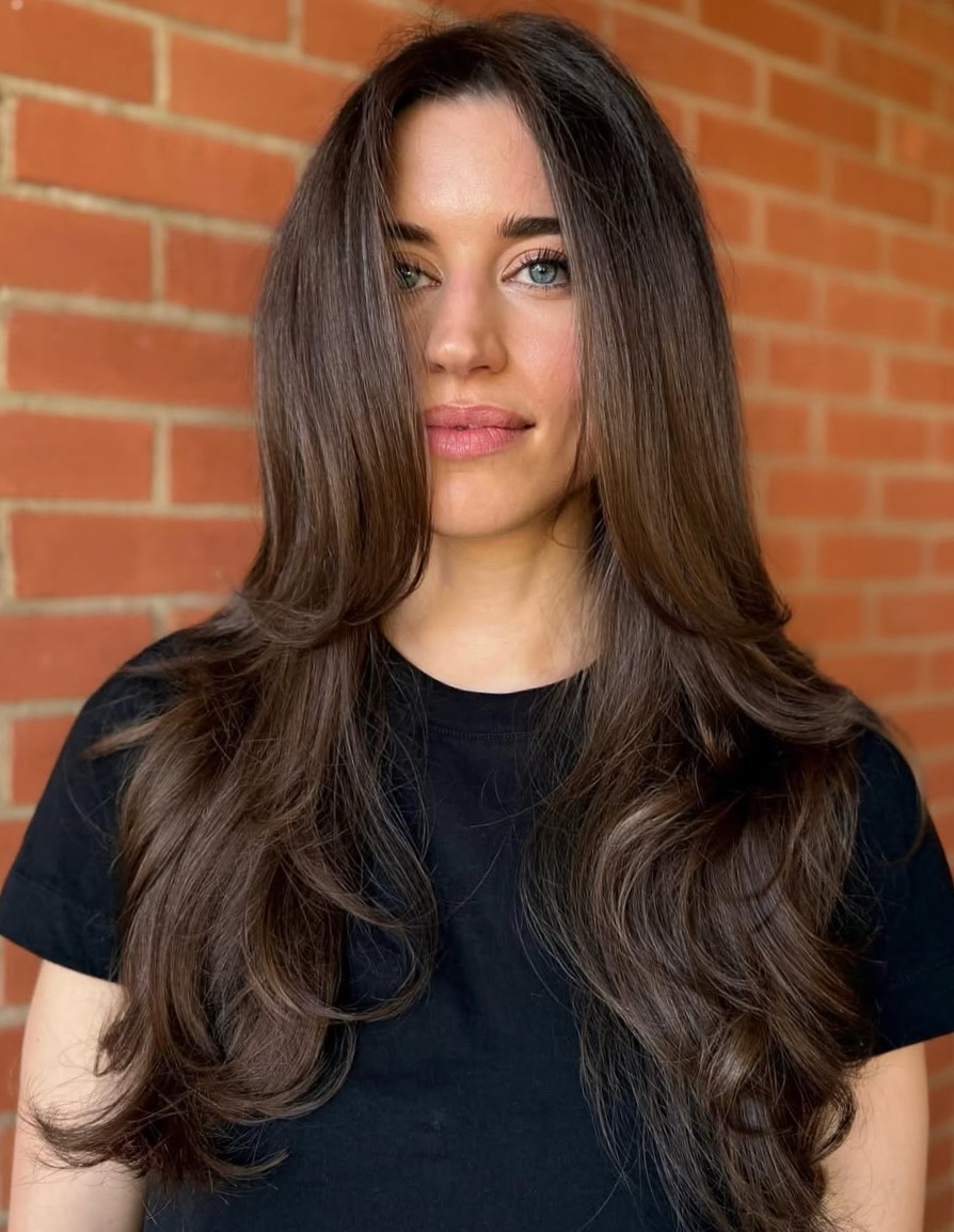 Close-Up of Intricate Light Brunette Highlights on Layered Hair