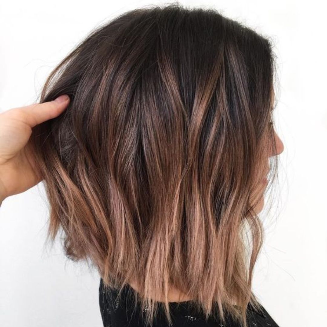 Short Textured Bob Cut with Subtle Caramel Balayage Highlights