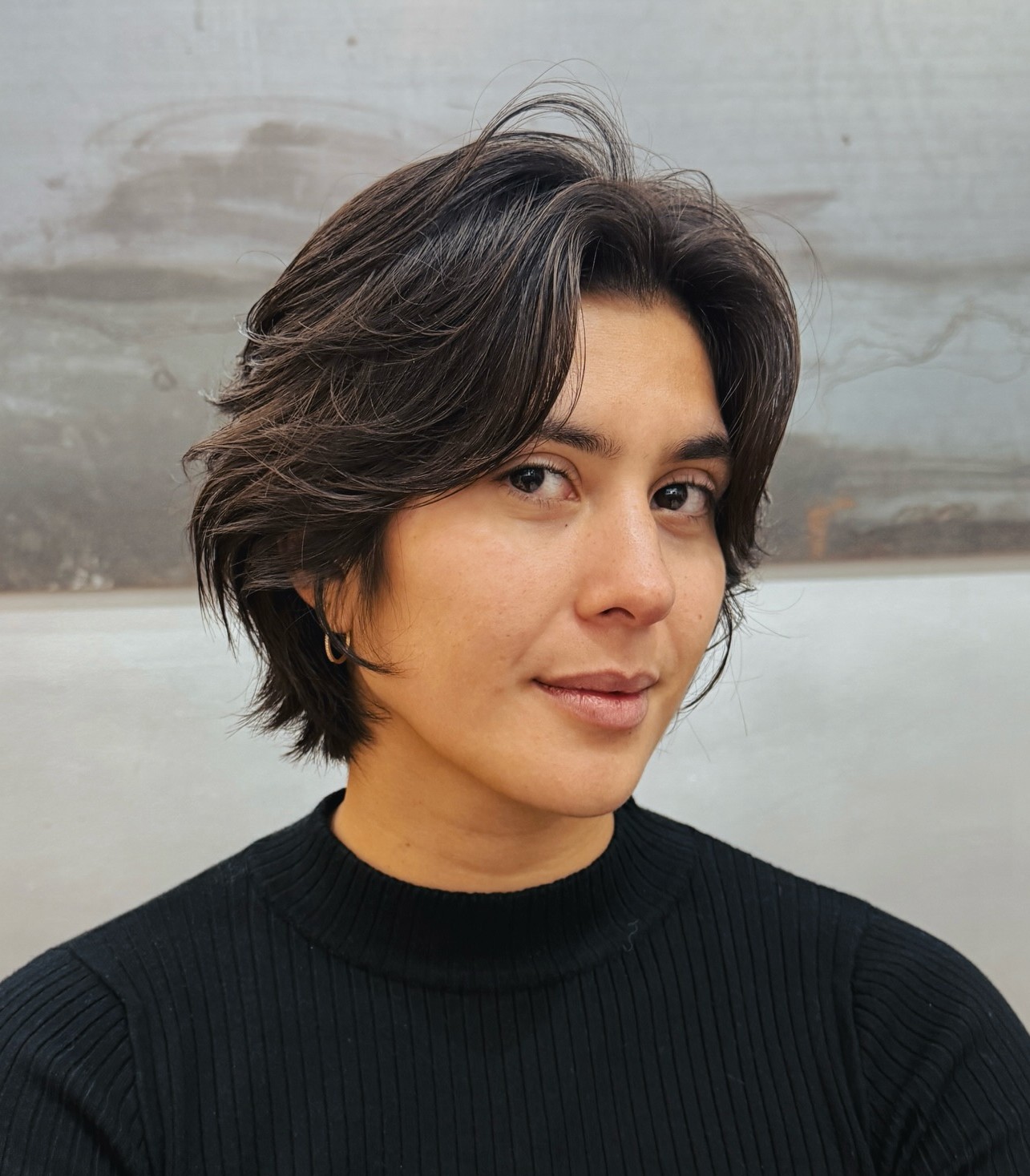 Curtain Bangs on a Long Pixie