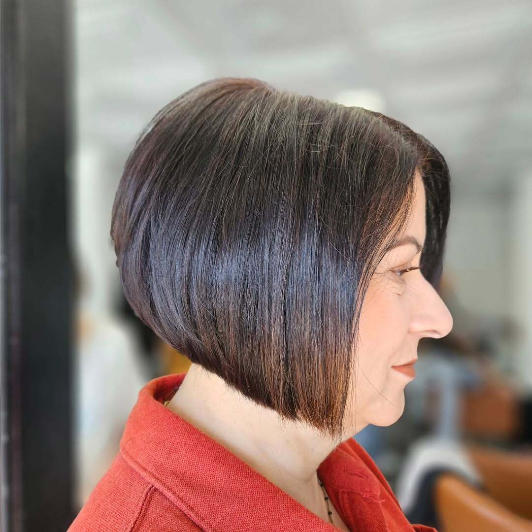 Sleek Dark Brown Inverted Bob Haircut
