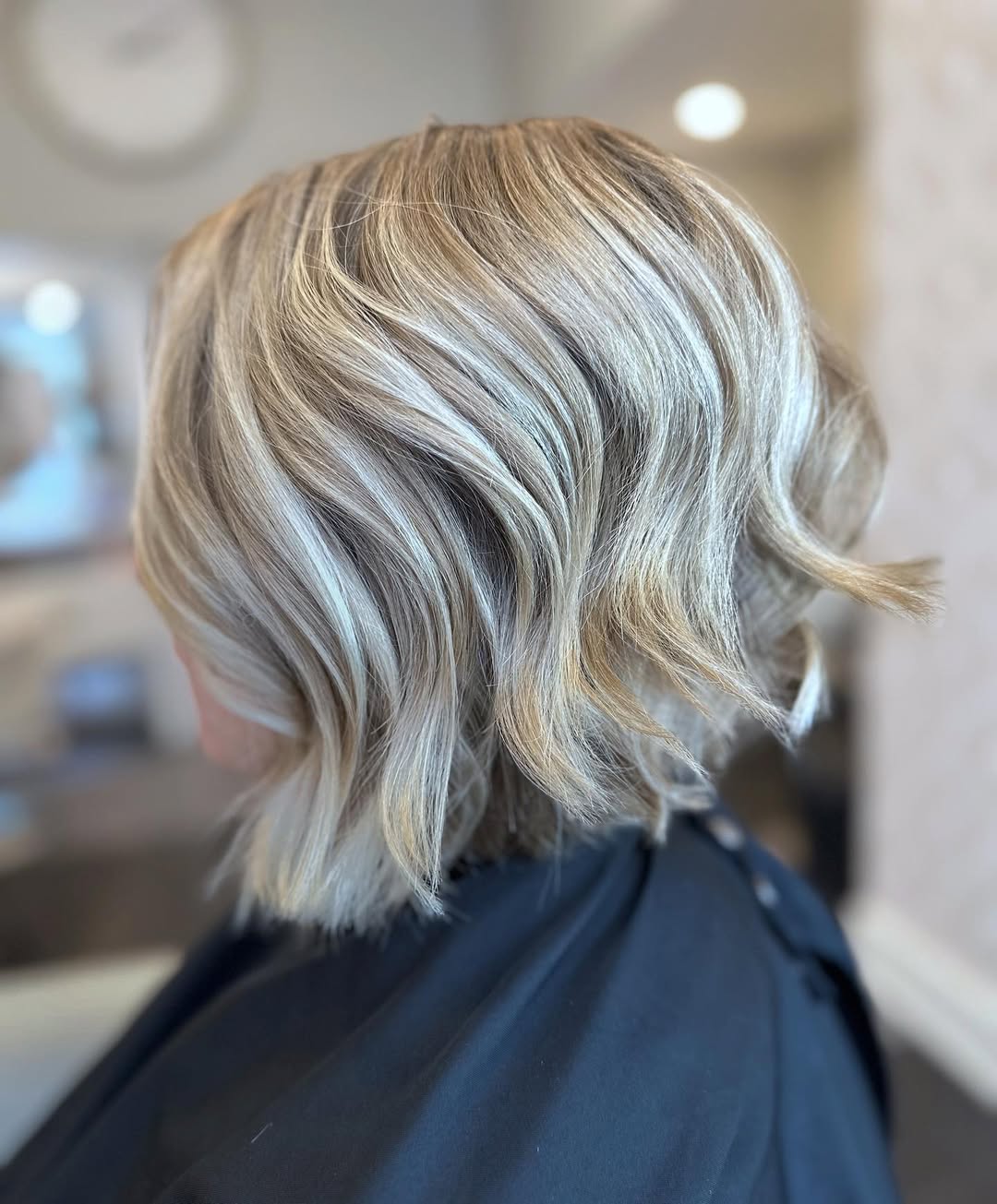 Wavy Blonde Inverted Bob