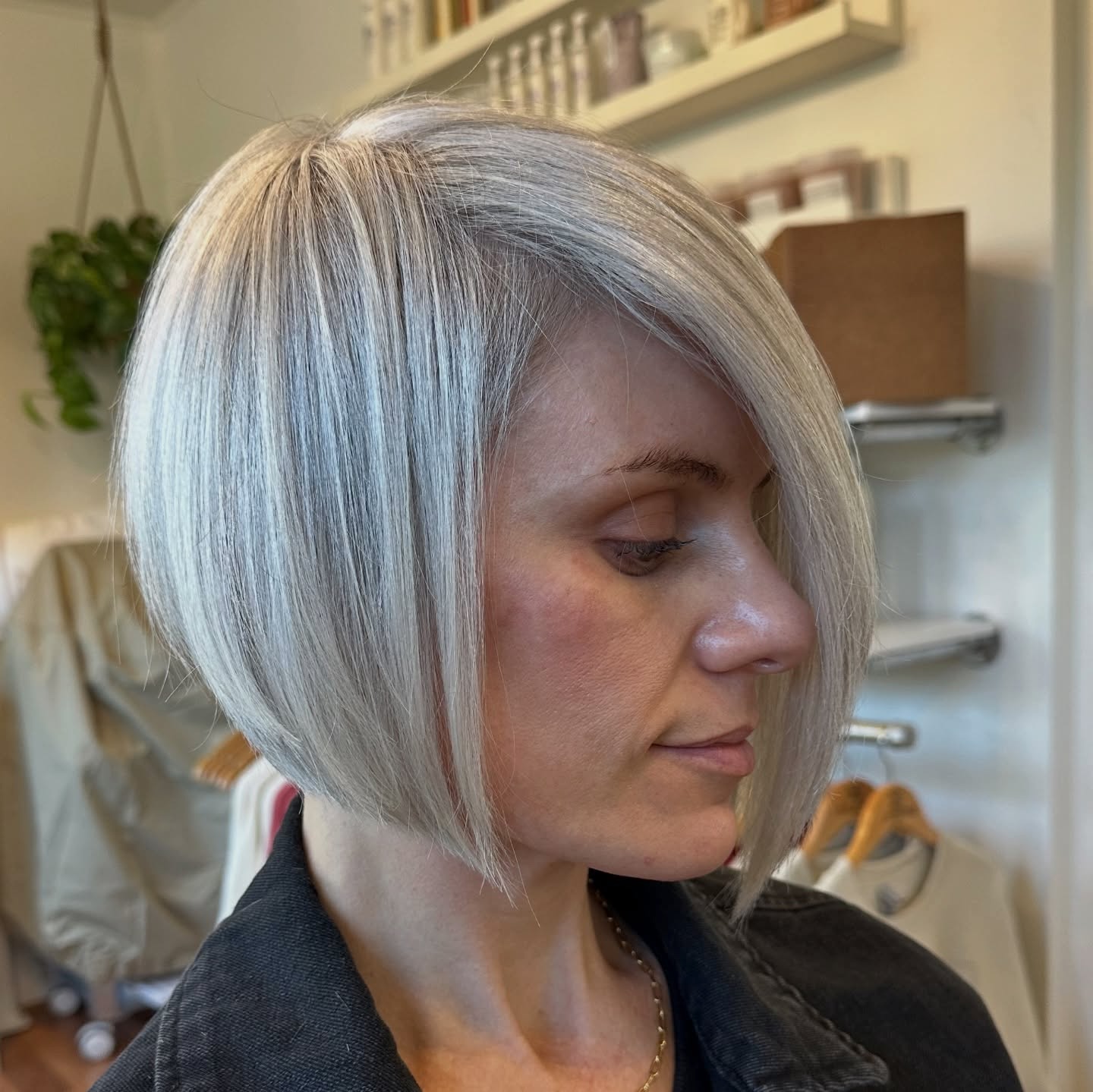 Angled A-Line Stacked Bob Haircut
