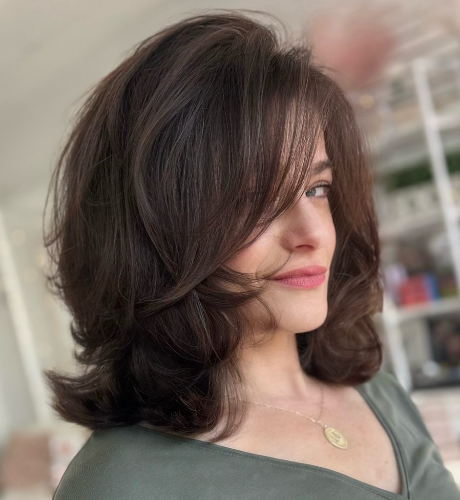 Shoulder-Length Layered Lob with Blended Layers and Natural Movement