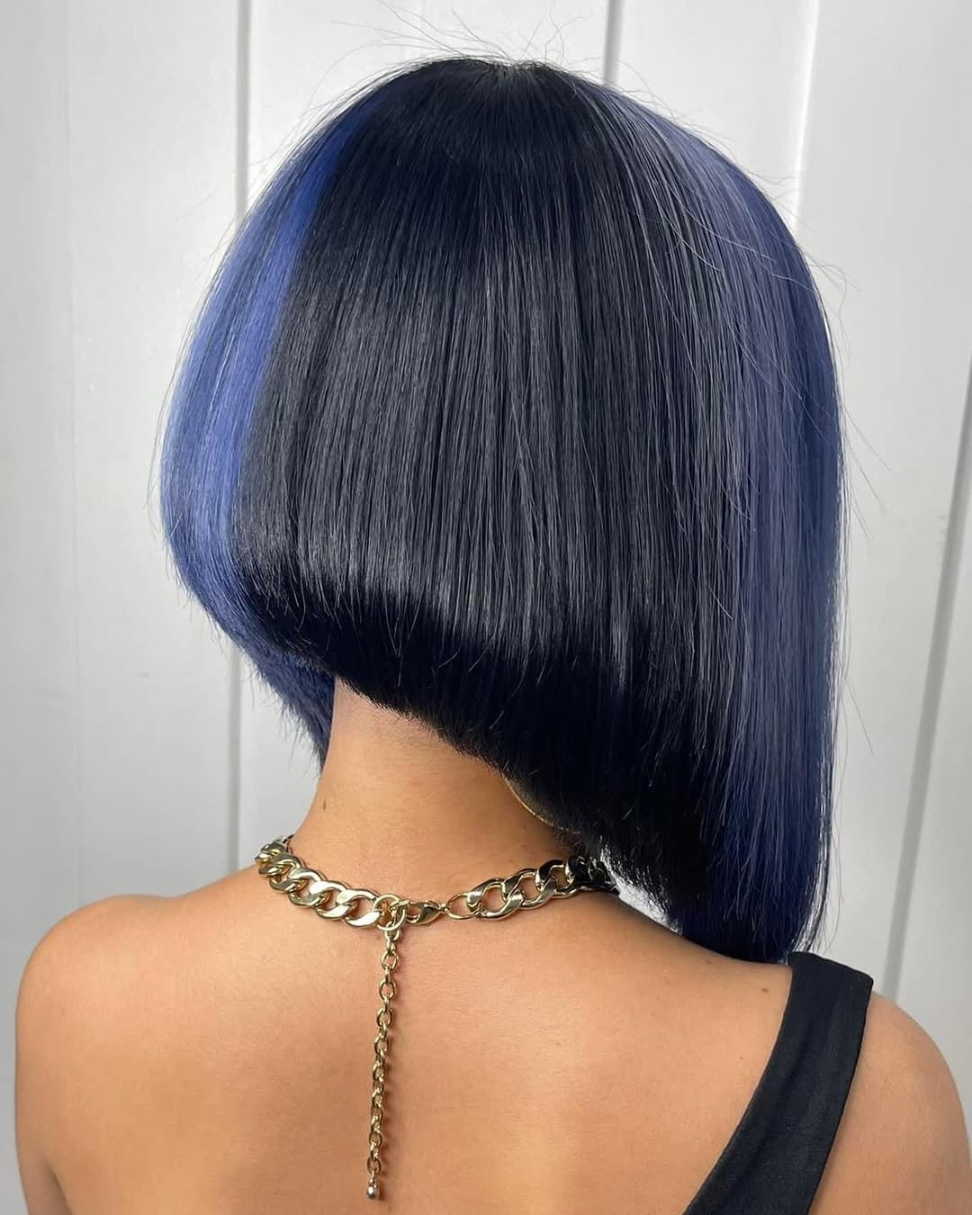 Sleek Black and Blue Inverted Bob