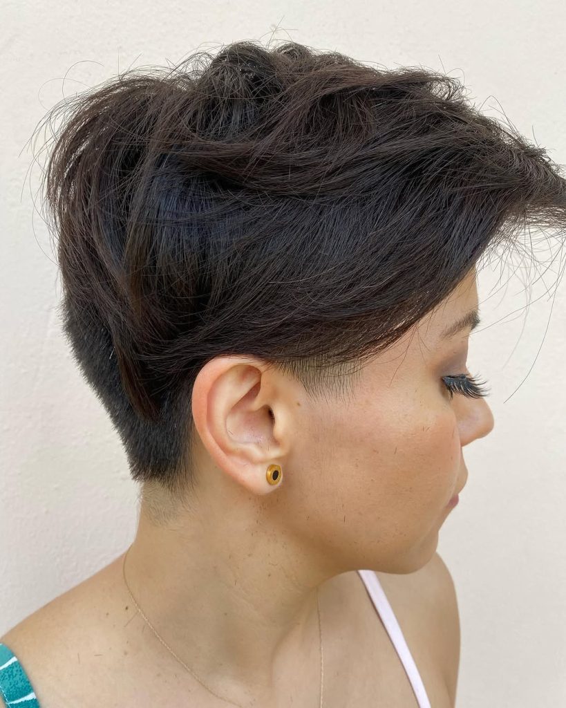 Stacked and Graduated Pixie Cut for Back of Head Fullness and Shape