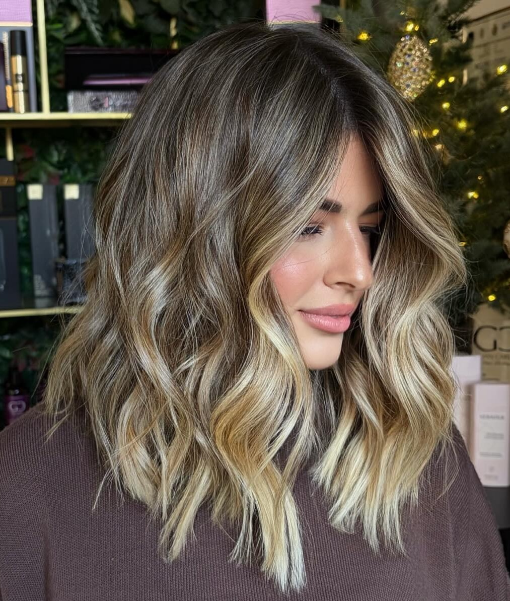 Color-Enhanced Long Bob Haircuts with Highlights, Balayage, Ombre, and Shadeow Roots
