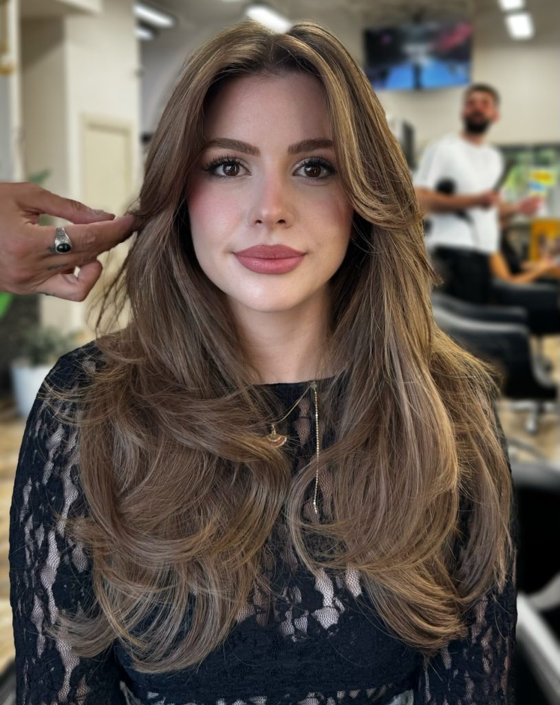 Salon Stylist Consultation on Cutting Curtain Bangs with Layers