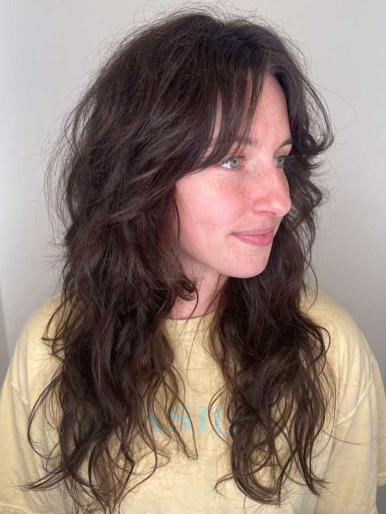 Stylist Consultation for a Shag Haircut with Reference Photo Discussion in Salon
