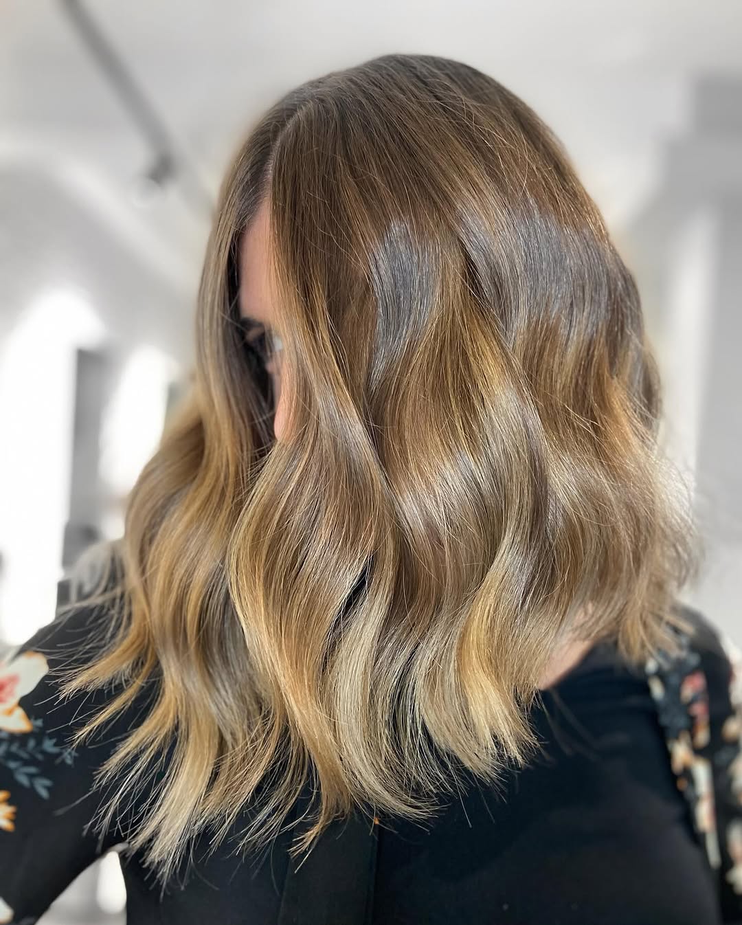Textured Wavy Caramel Inverted Bob