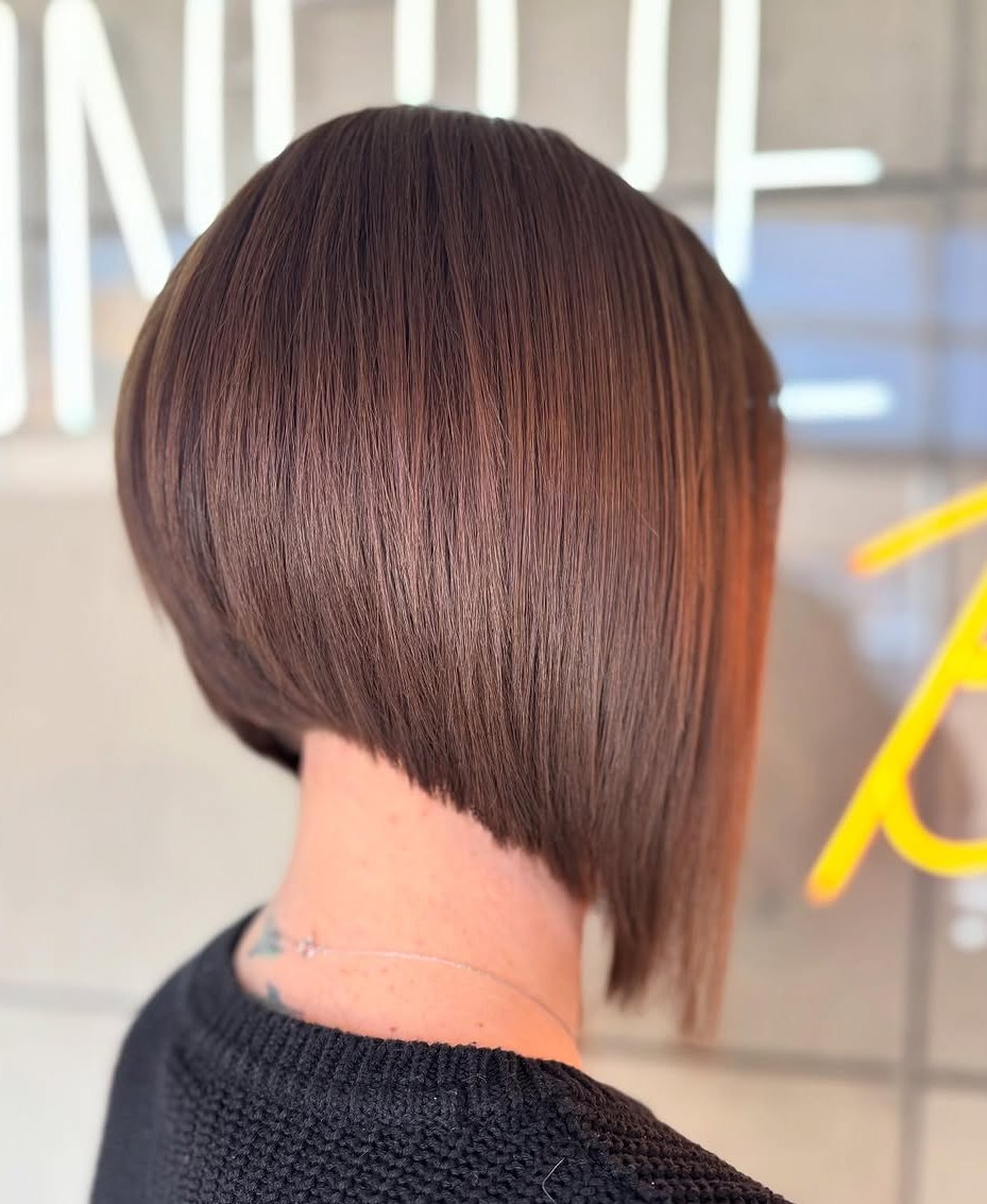 Sharp Angled Brunette Inverted Bob