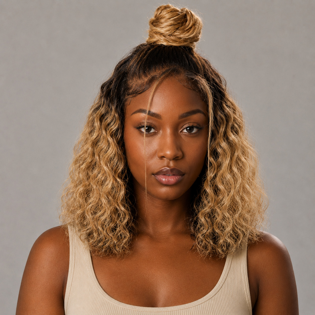 Half-Up Top Knot With Defined Natural Coils