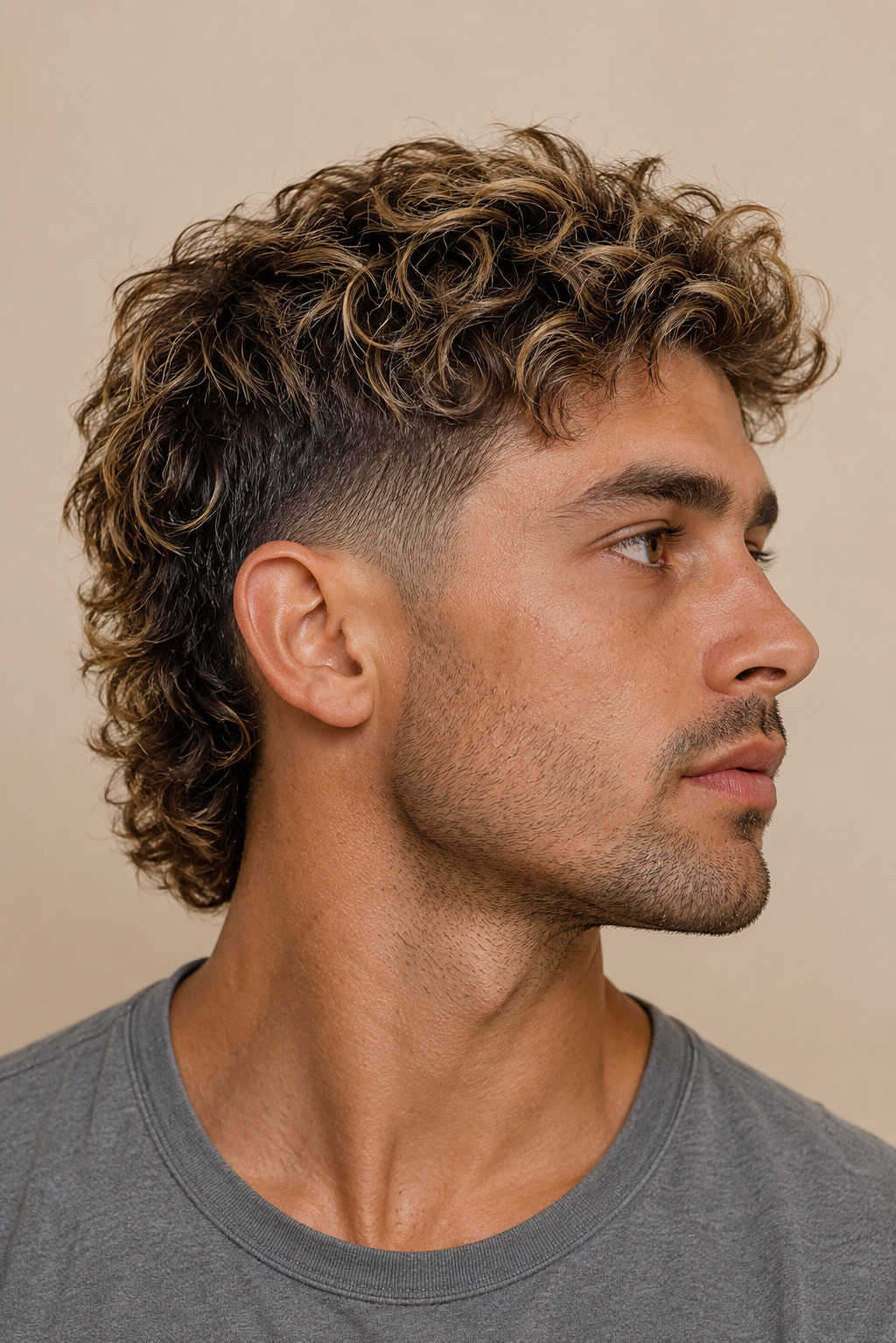 Low Burst Fade Mullet With Soft Tapered Neckline
