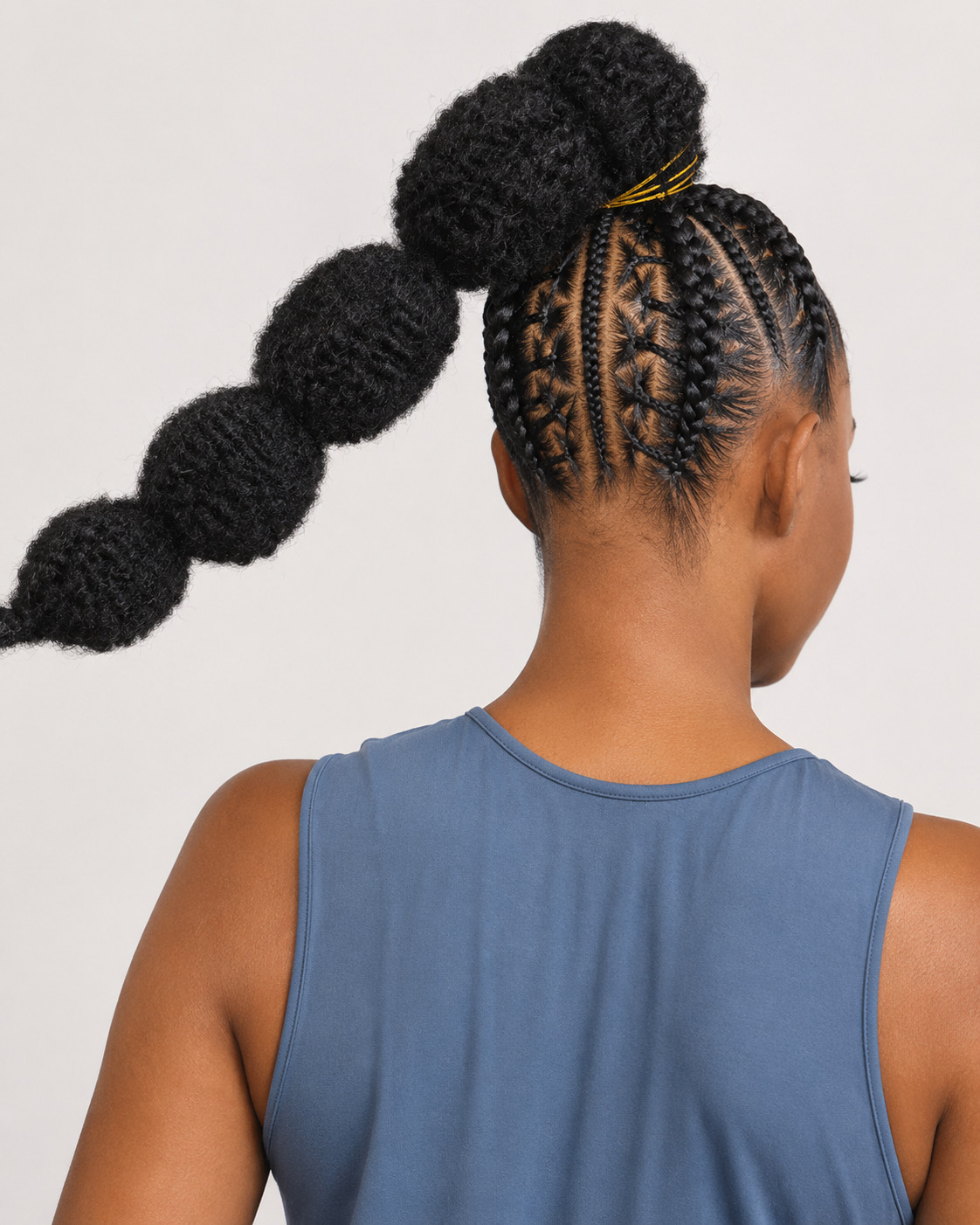 Single Bubble Braid Ponytail On Long Honey Blonde Hair