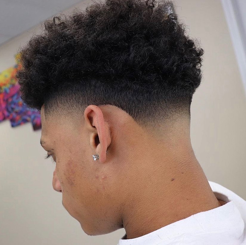 Afro with High Bald Taper