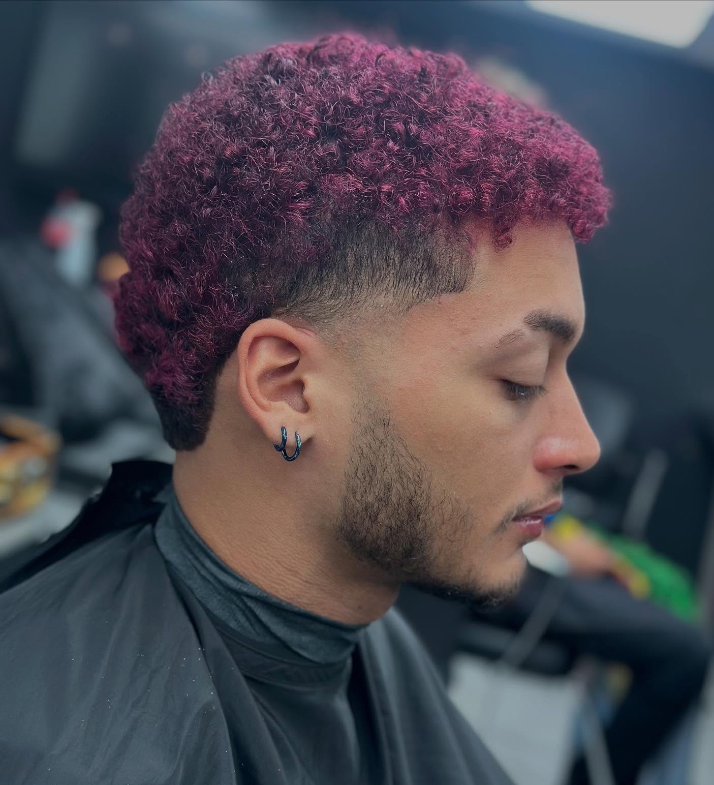 Mid Taper with Burgundy Curls