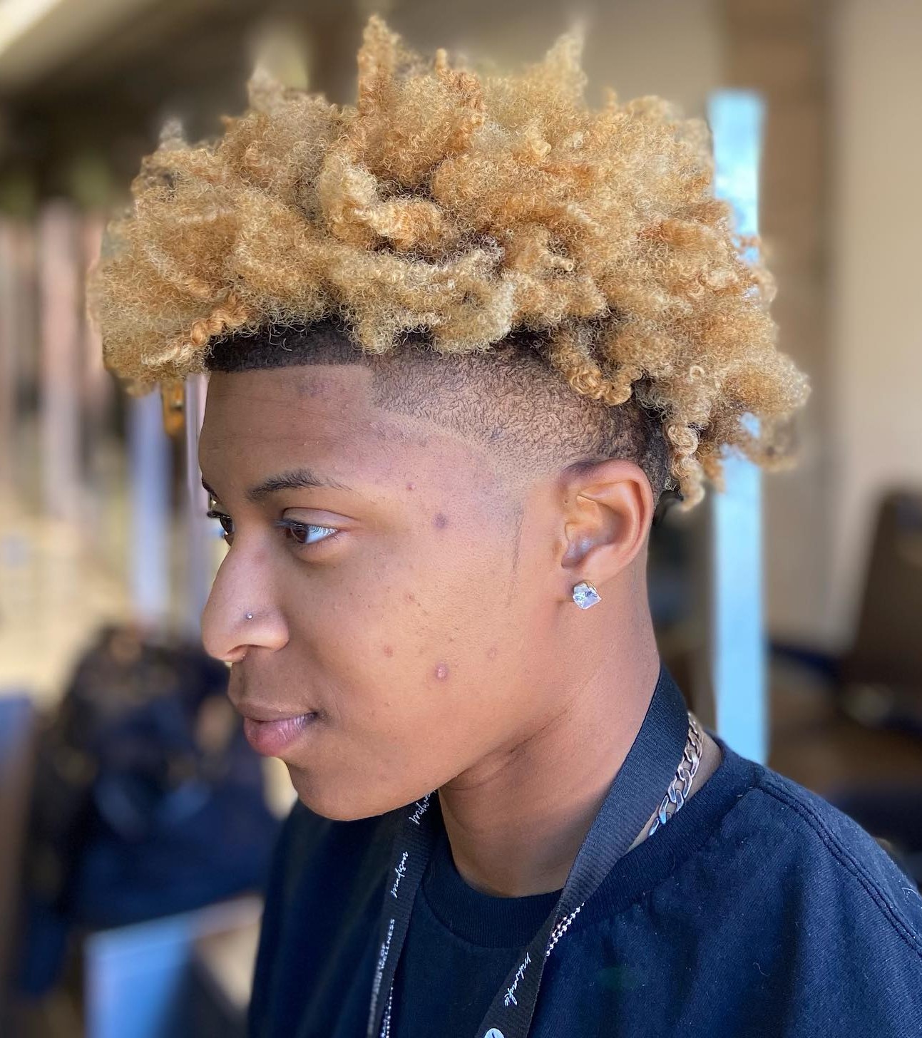 High Taper with Bleached Curl Tips