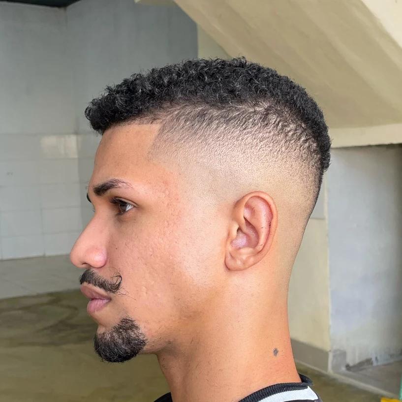 Short Afro with Bald Taper