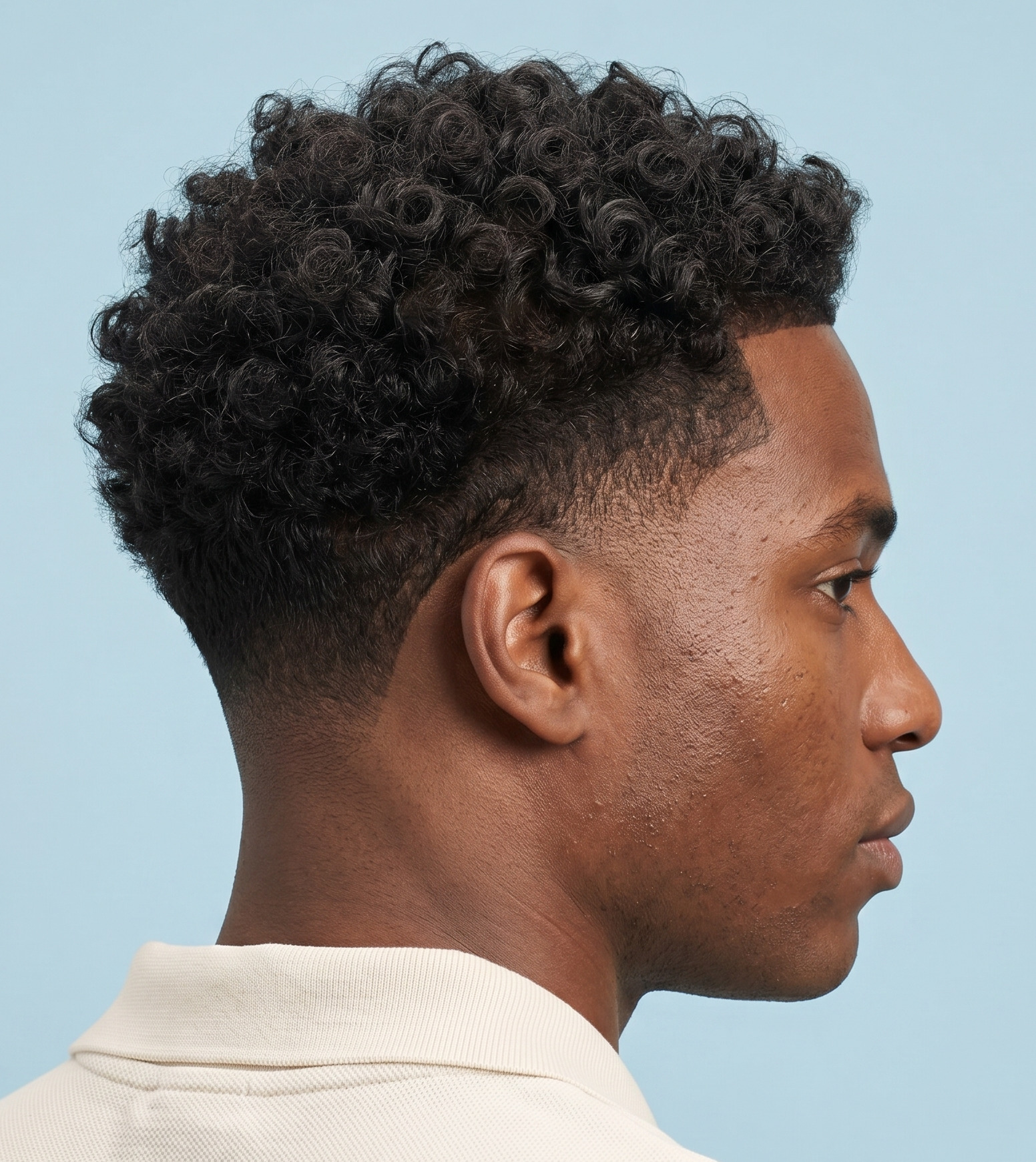 Low Drop Fade With Type 4c Natural Hair And Rounded Coiled Top
