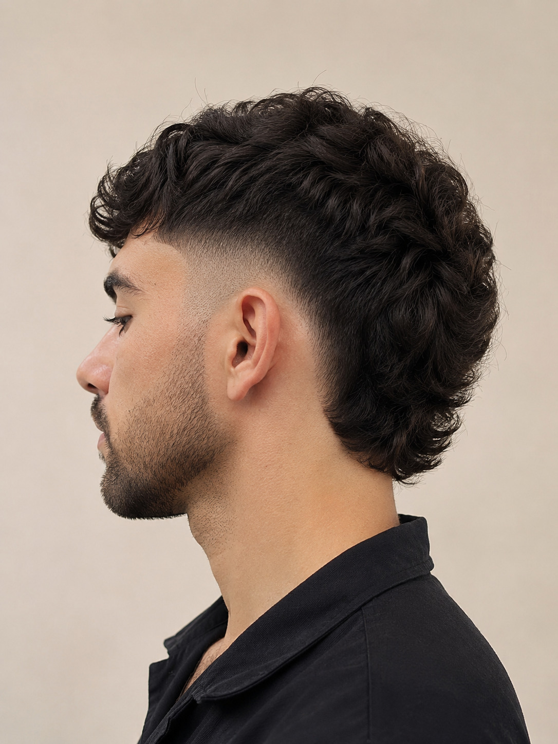 High Burst Skin Fade Mullet With Textured Top