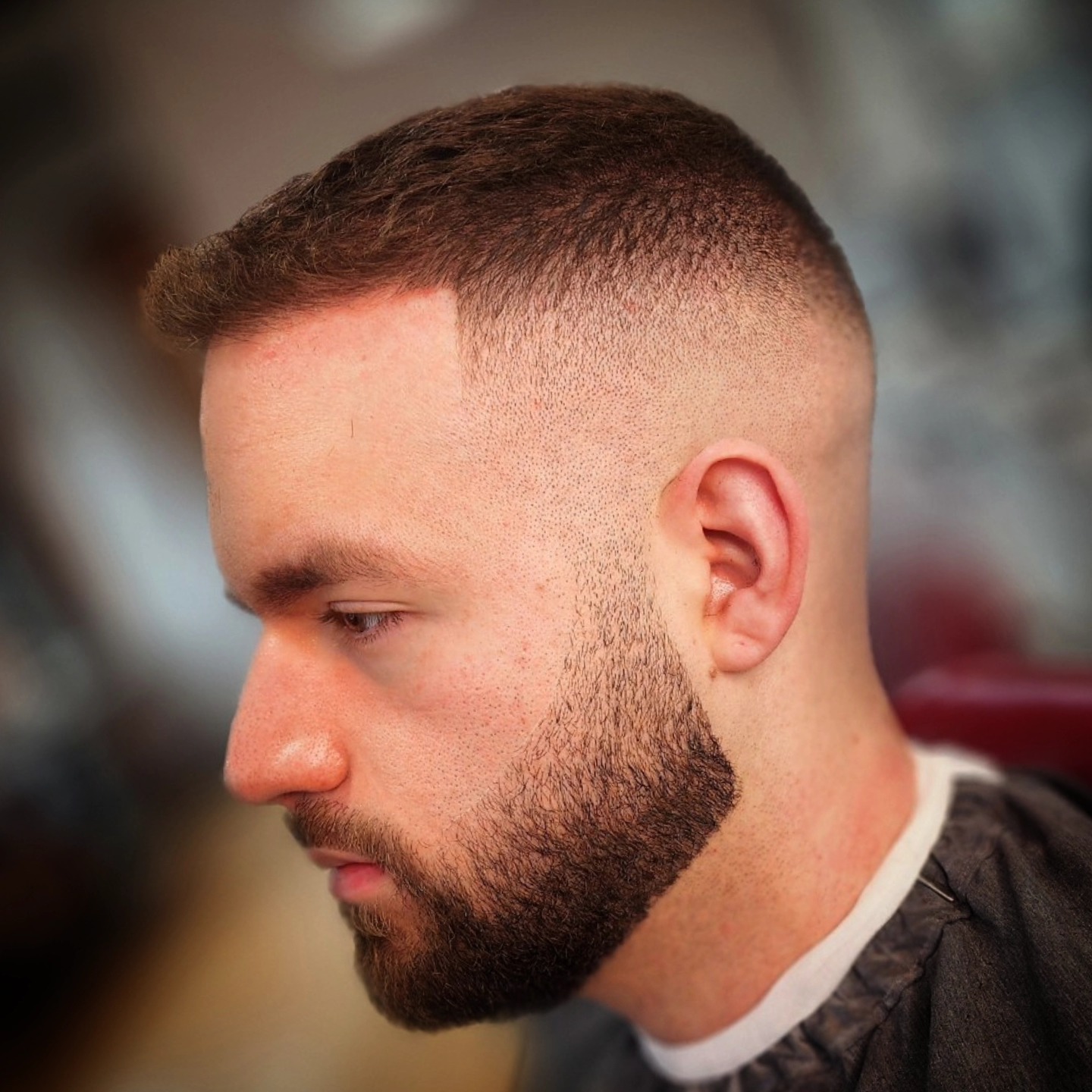 High Taper Fade into Full Beard