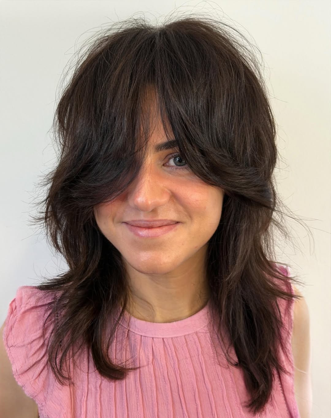 Classic Medium Shag with Long Curtain Bangs