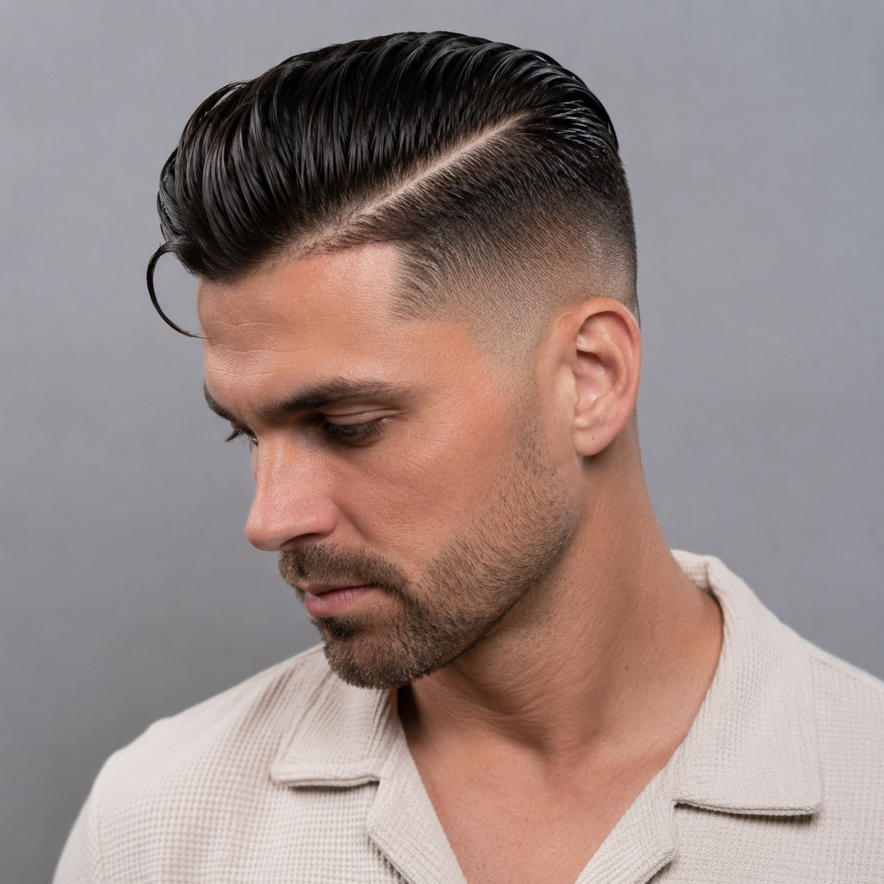 Long Disconnected Slick Back Fade