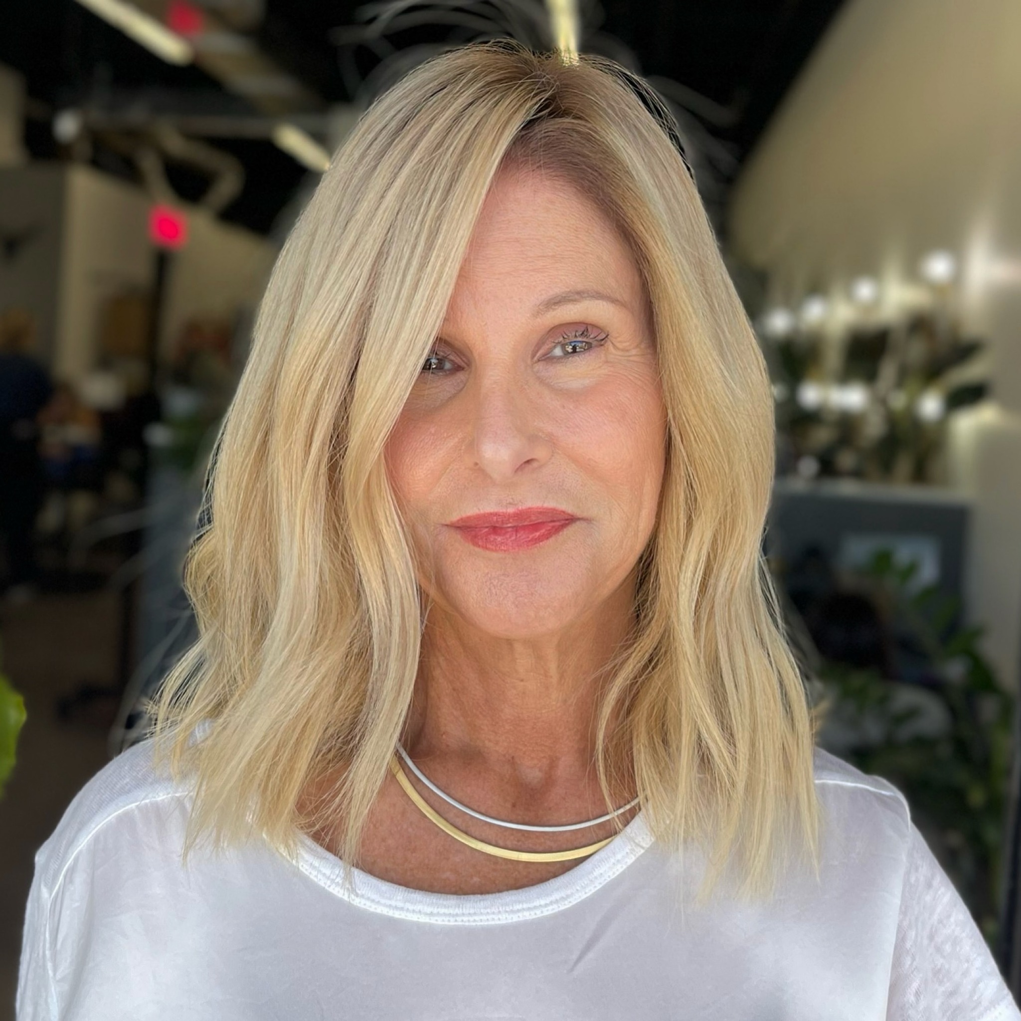 Soft Wavy Blonde Lob Haircut for Women Over 50