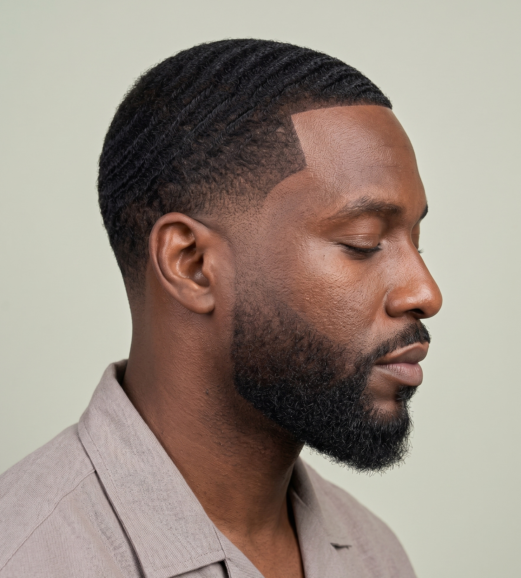 Low Drop Fade Blended Seamlessly Into A Defined Full Beard