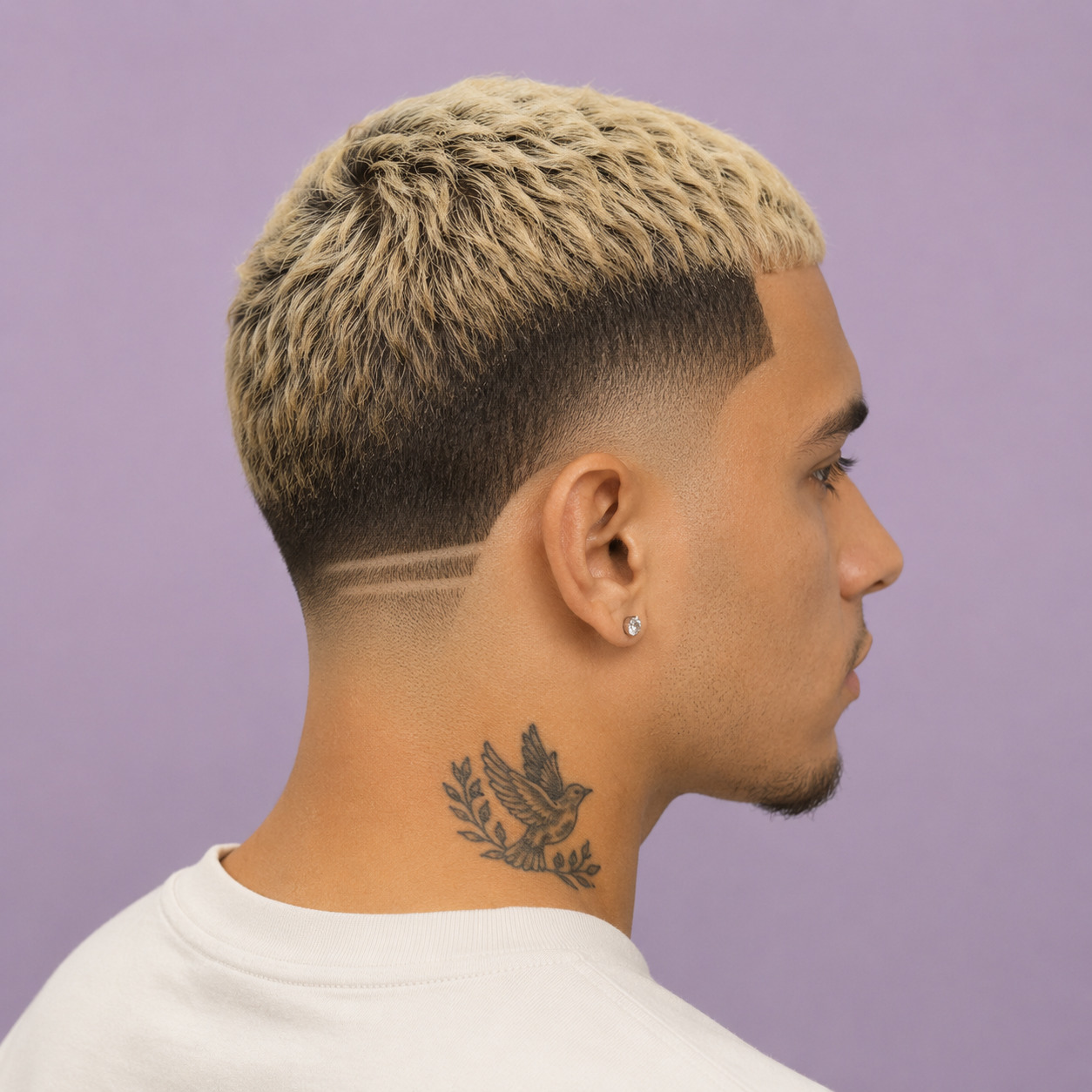 Mid Taper With Short Textured Top And Shaved Double-Line Design