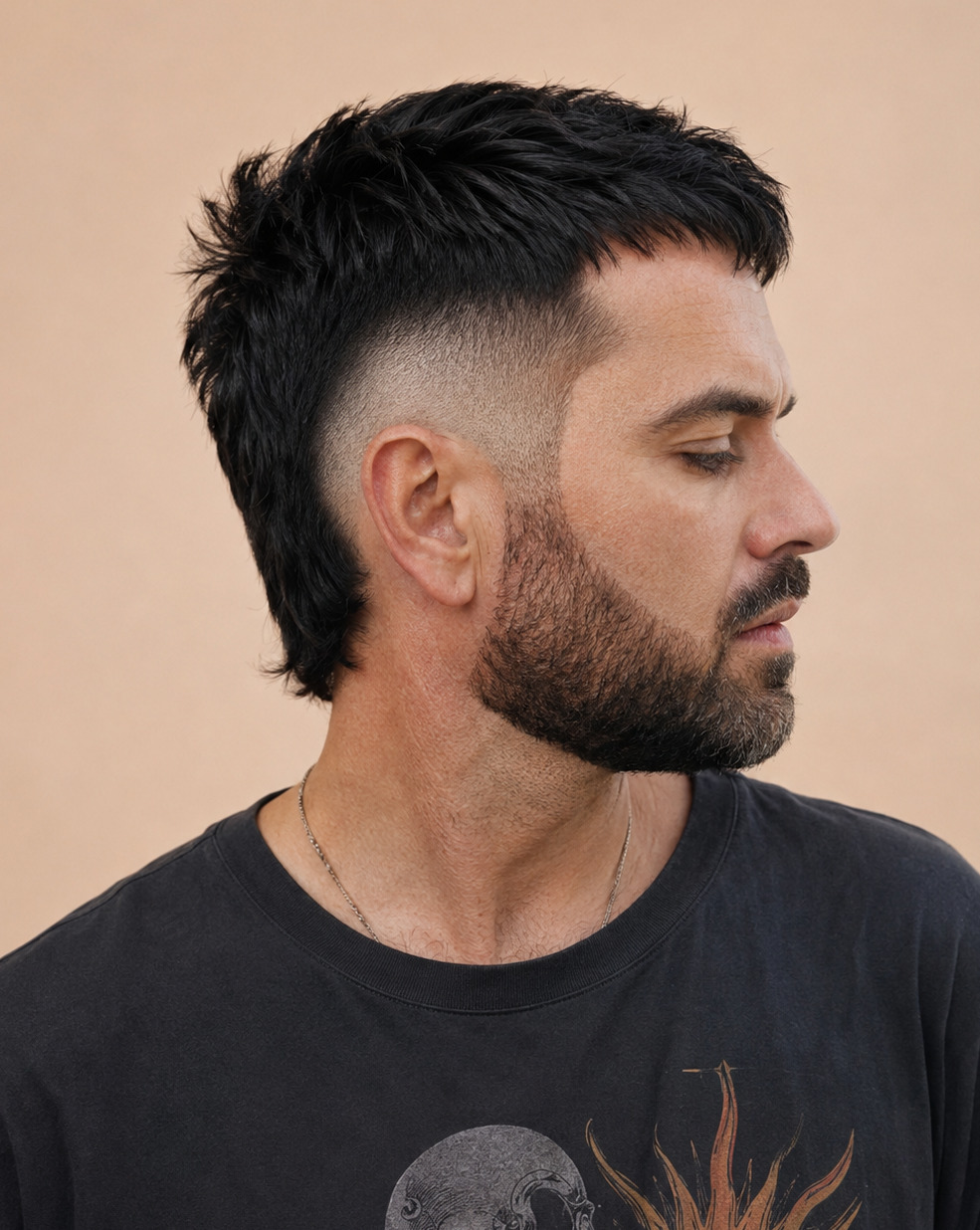 Burst Fade Mullet Side Profile Showing Semicircular Arc