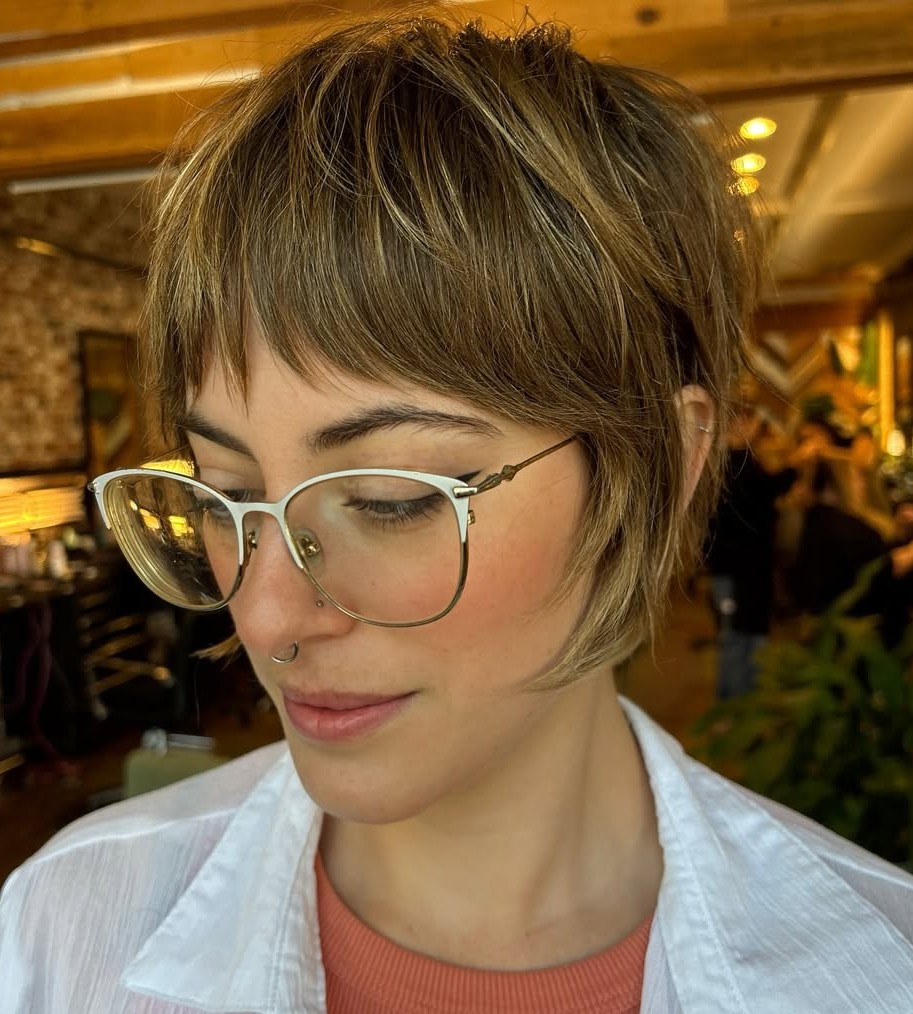 Choppy Razor-Cut Pixie with Jagged Piecey Bangs on Thick Hair
