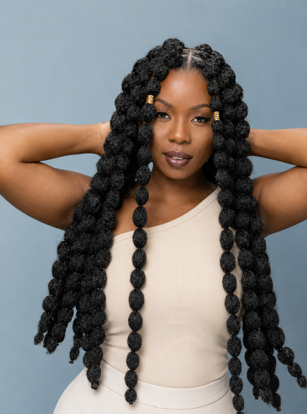 Textured Bubble Braid Ponytail On Type Four Natural Hair