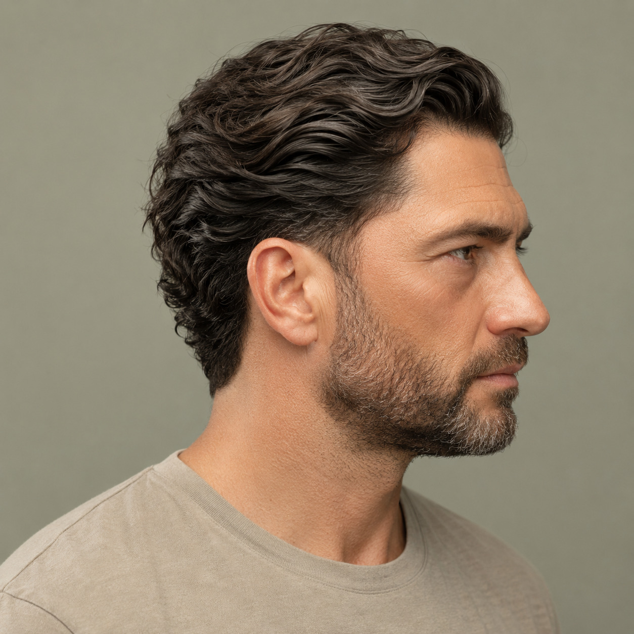Thick-Hair Slick Back With Interior Thinning And Clean Mid Taper