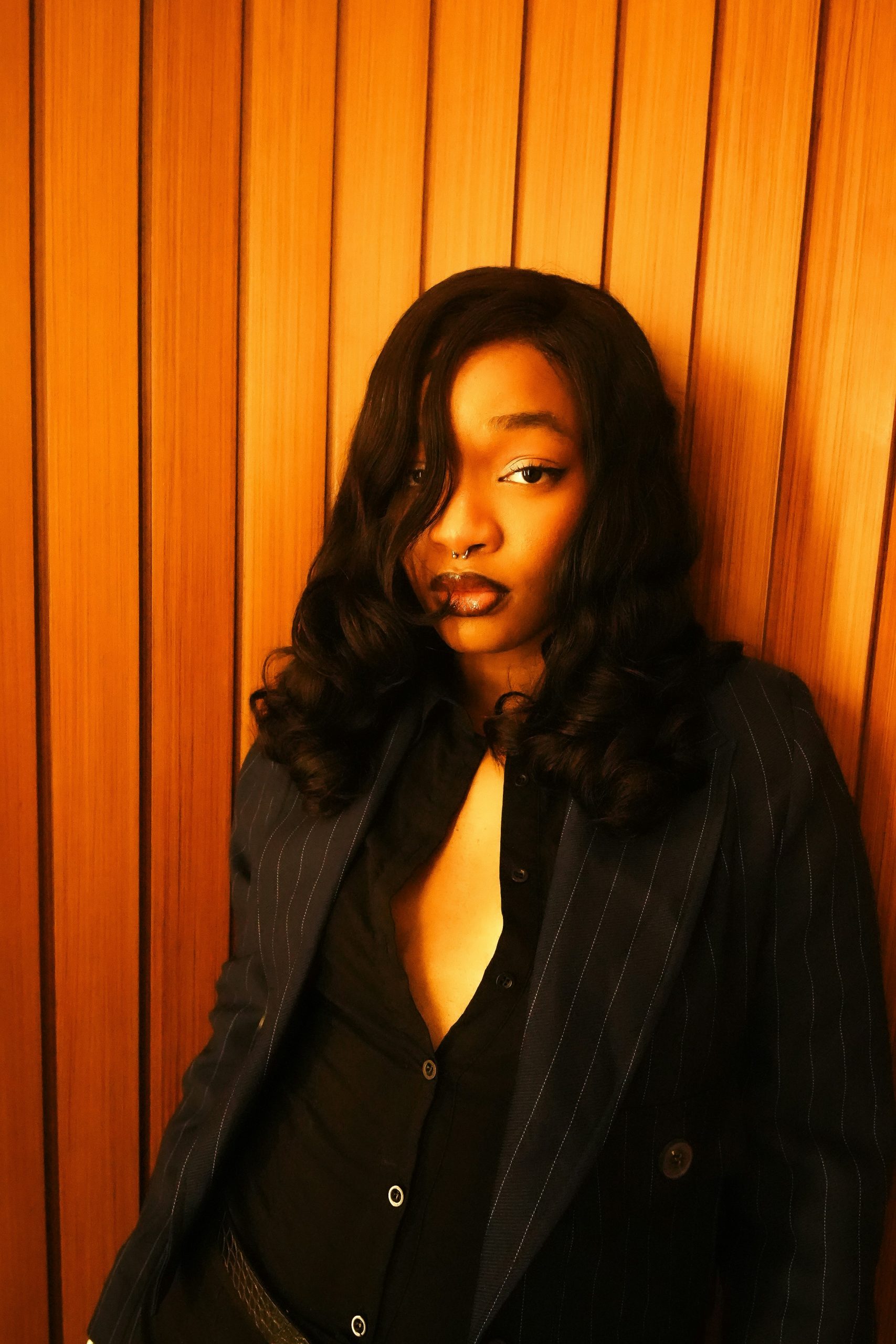 Highlights on Black Hair Showing Warm and Bold Color Against a Deep Base