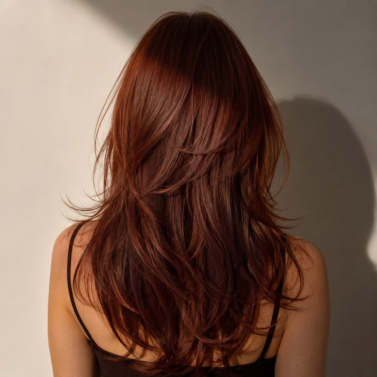 Long Red Hush Haircut Style With Layers