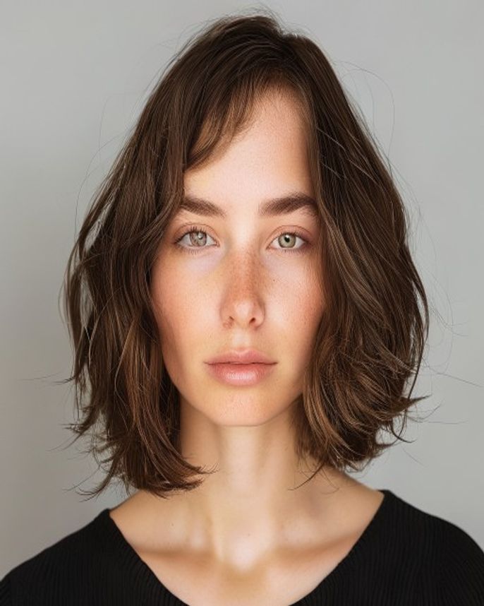 Wavy French Bob Cut Just Below the Ear with Point-Cut Edges on 2C Hair