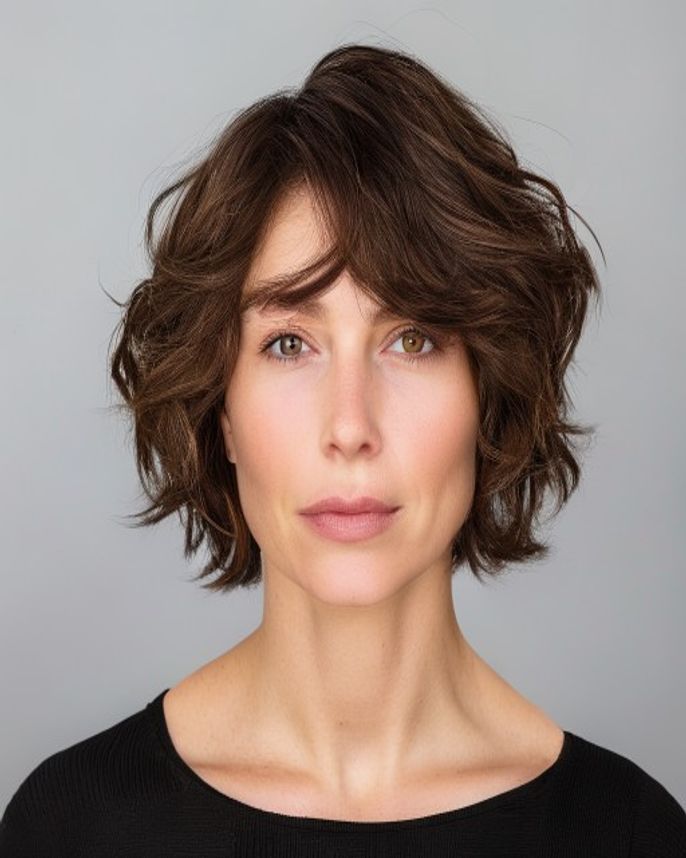 Wavy Pixie with Textured Length on Top and Tapered Sides on 2C Hair