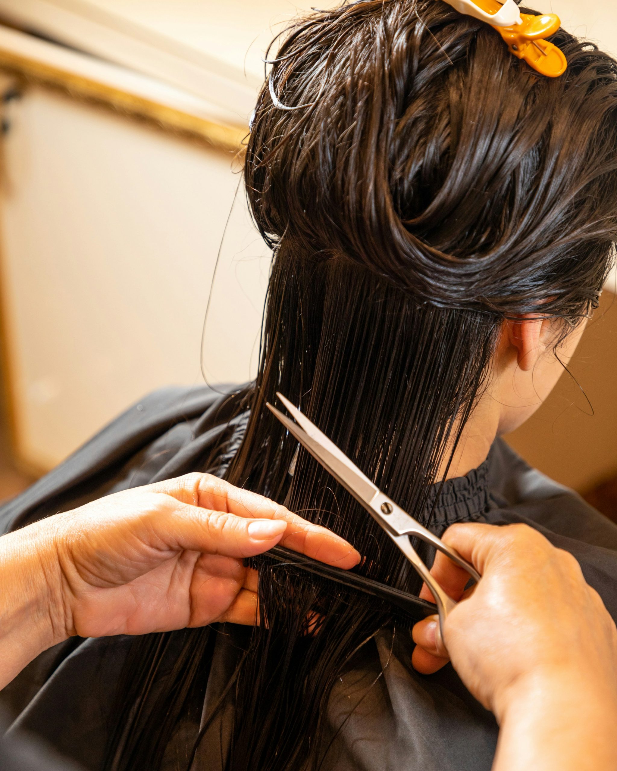 Wolf Cut Salon Consultation with a Reference Photo on Medium Wavy Brown Hair
