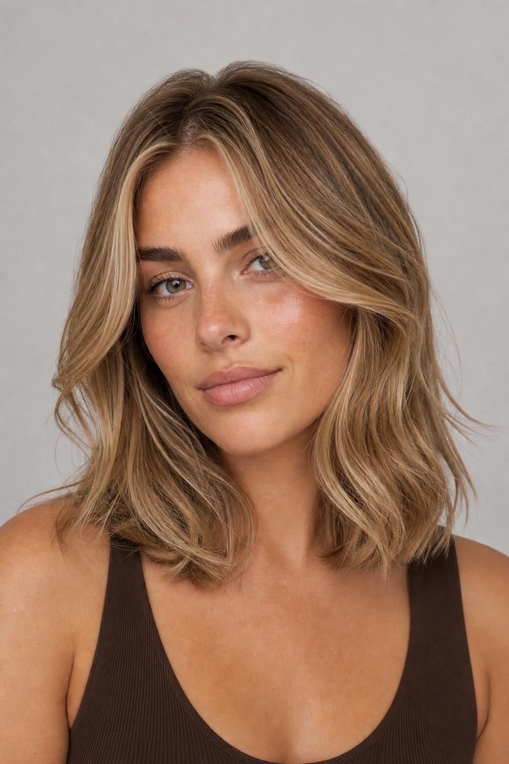Boho Blonde Babylights with Fine Sun-Kissed Brightness on Shoulder-Length Hair
