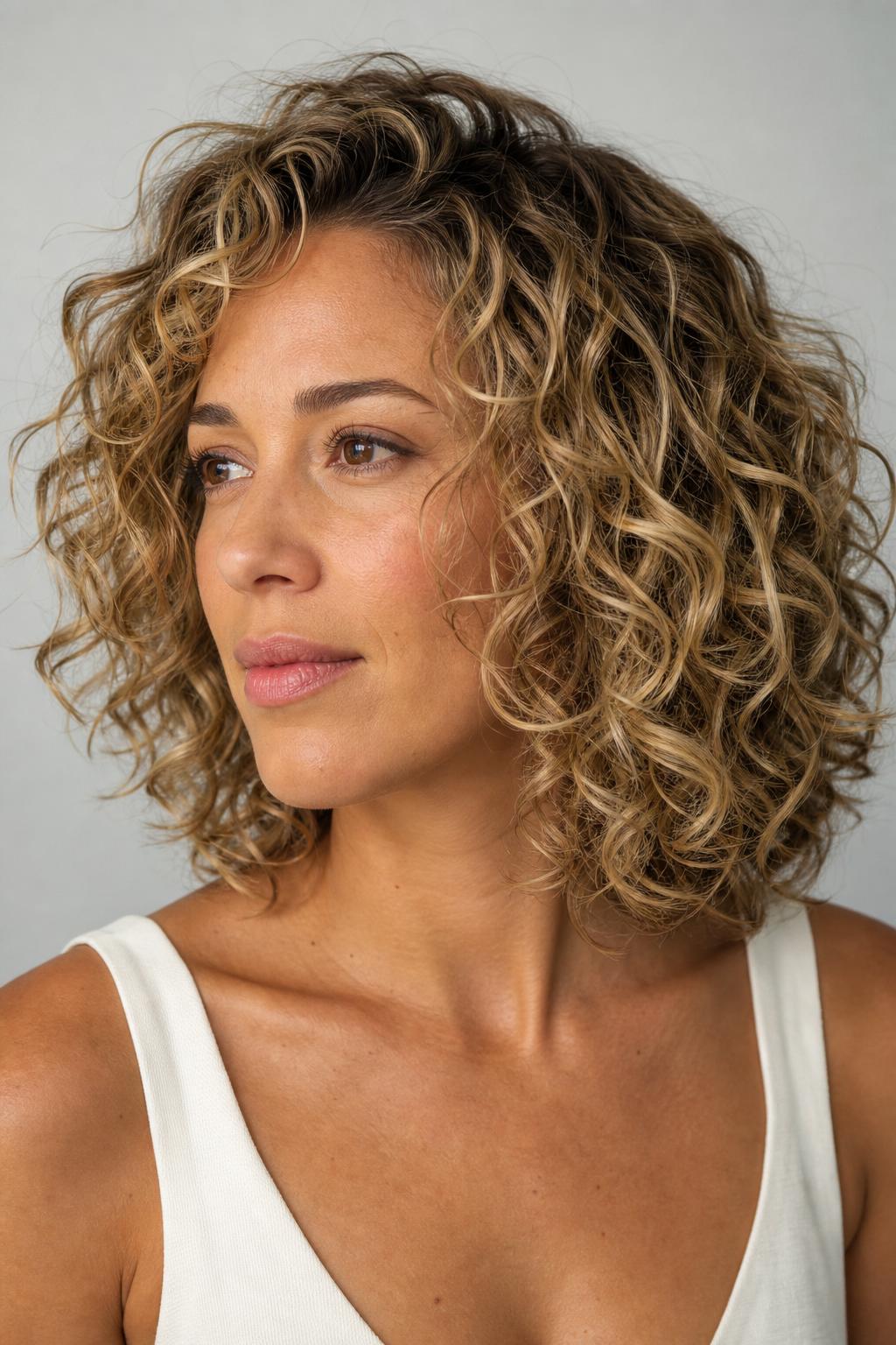 Boho Blonde Sun-Kissed Tones on Natural Curls with Soft Dimension