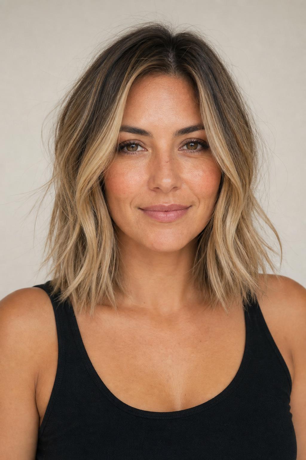 Boho Blonde with Deeper Root for Volume on Fine Shoulder-Length Hair