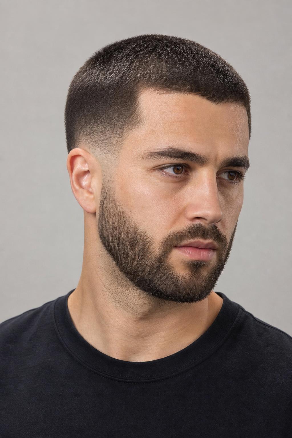 Buzz Taper with the Sideburn Faded into a Full Beard